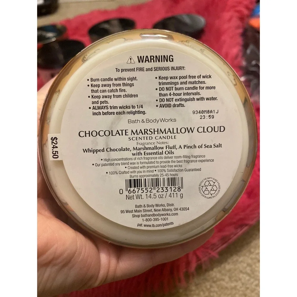Bath body works chocolate marshmallow cloud candles set of 2‎